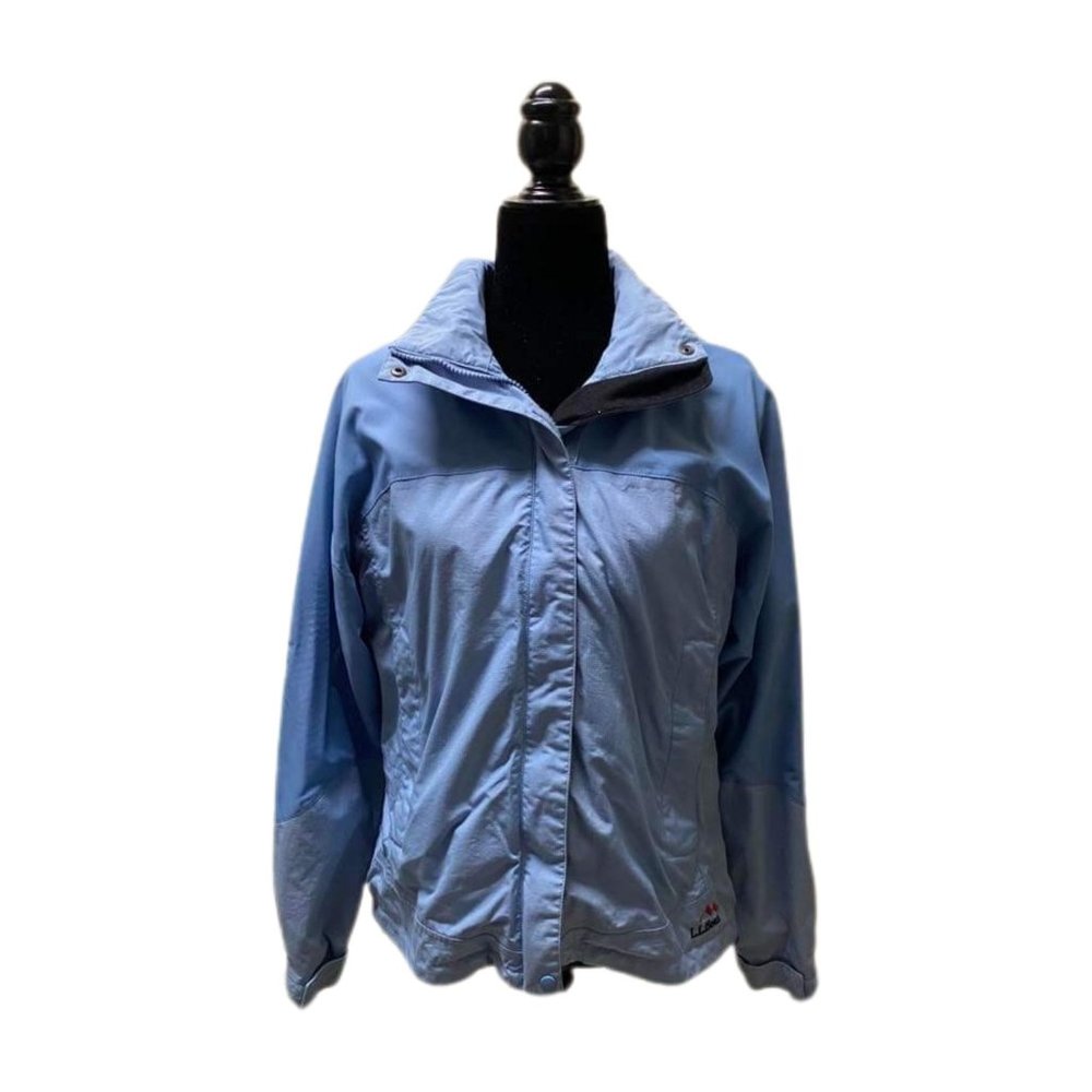 C22 LL Bean Women's Lightweight Blue Hooded Windbreaker Jacket, Small